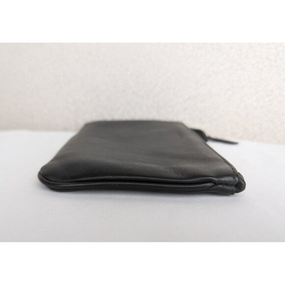 Vintage Coach Leather Small Flat Cosmetic Case Bag Clutch 6990 Black Silver USA - Picture 5 of 12